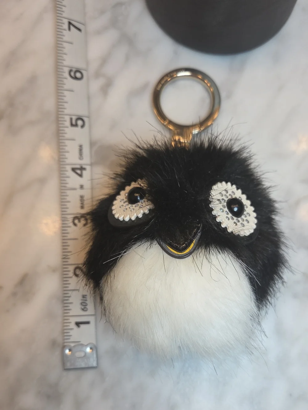 NWOT Kate Spade Novelty Black & White Penguin Faux-Fur Key Charm